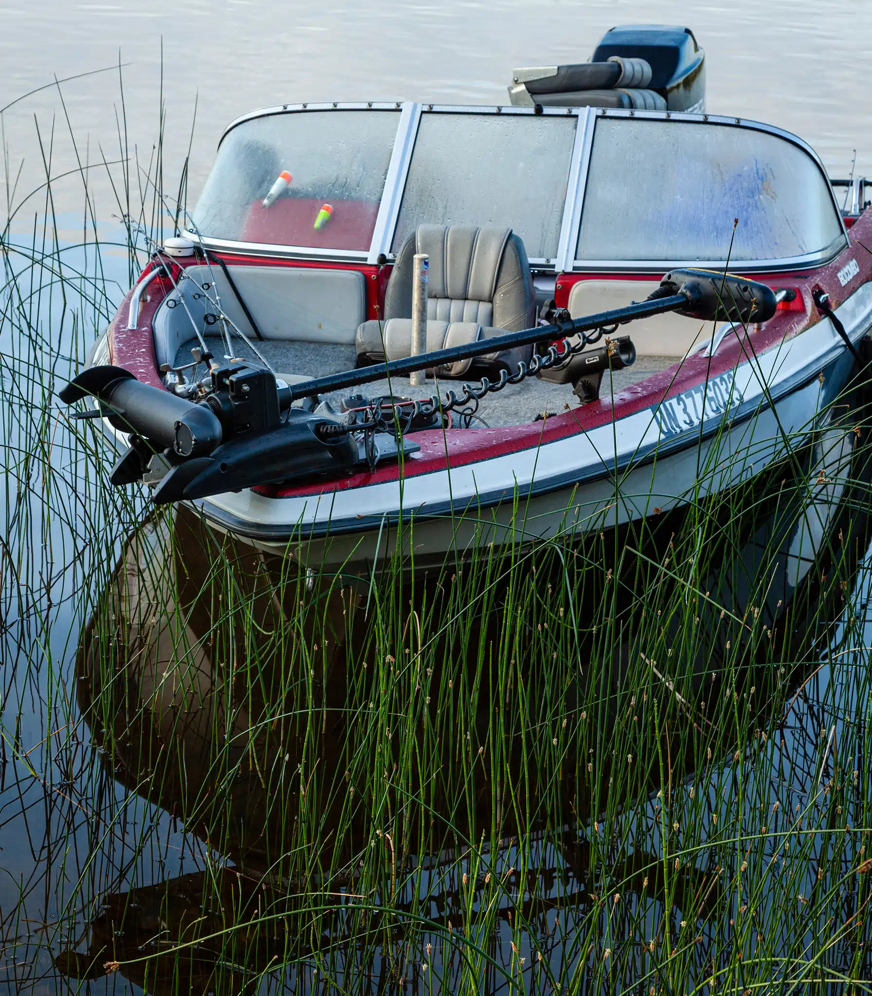 a small boat in a body of water