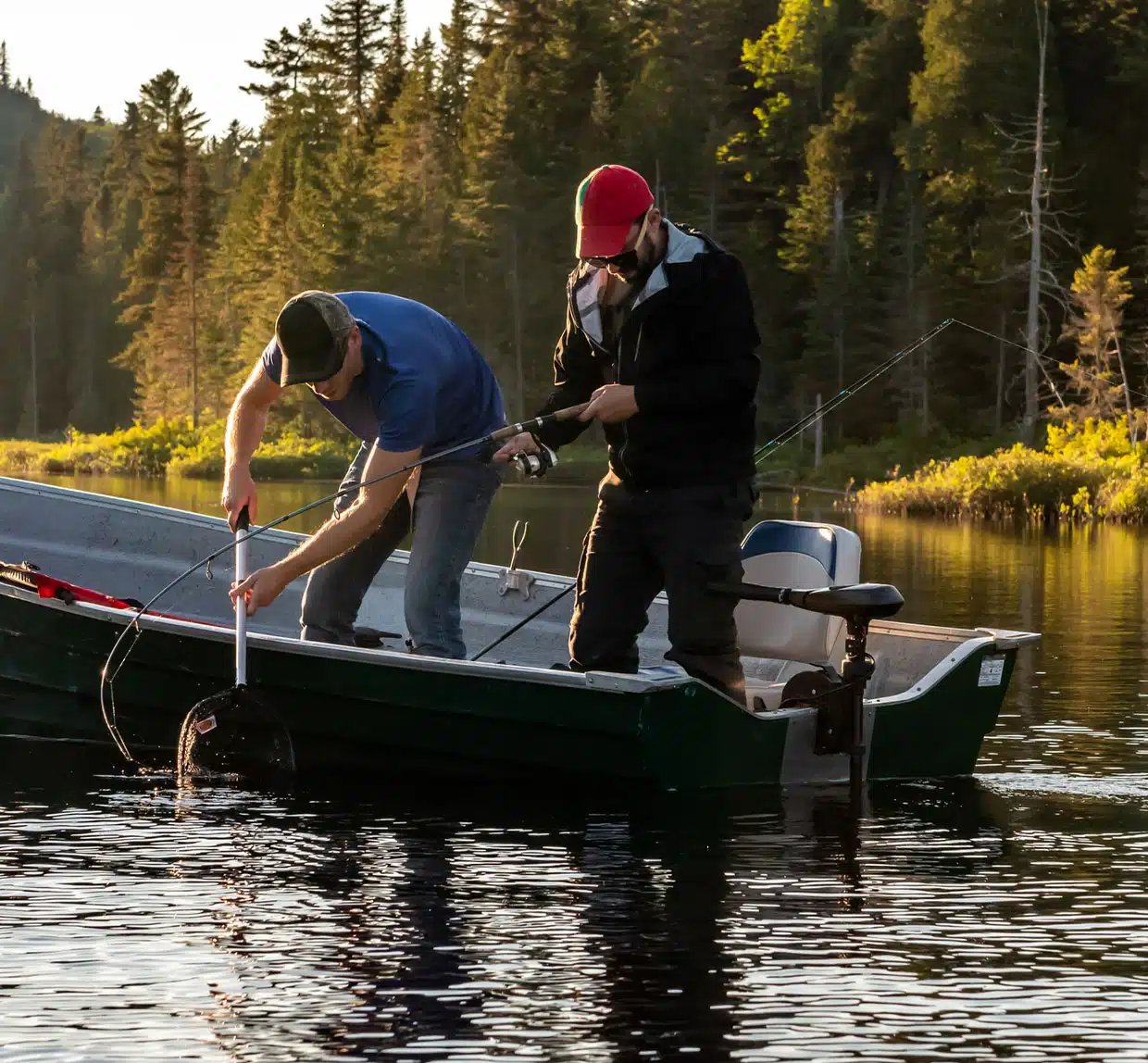 a group of people on a boat in the water